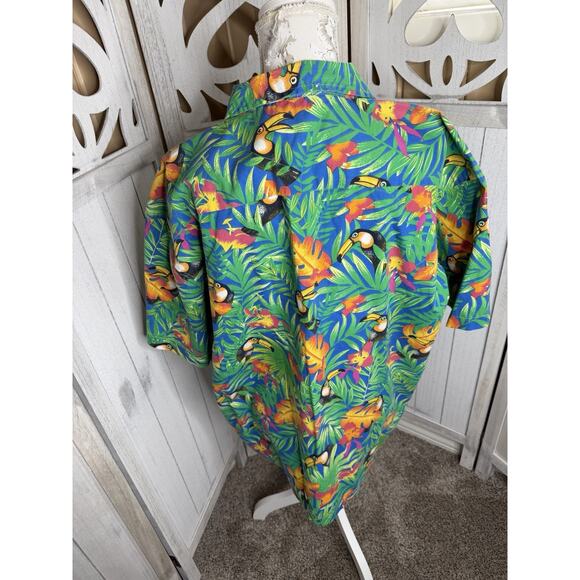 Blue Generation Shirt Mens Size XL Tucan Button Front Tropical Branded - Picture 3 of 6